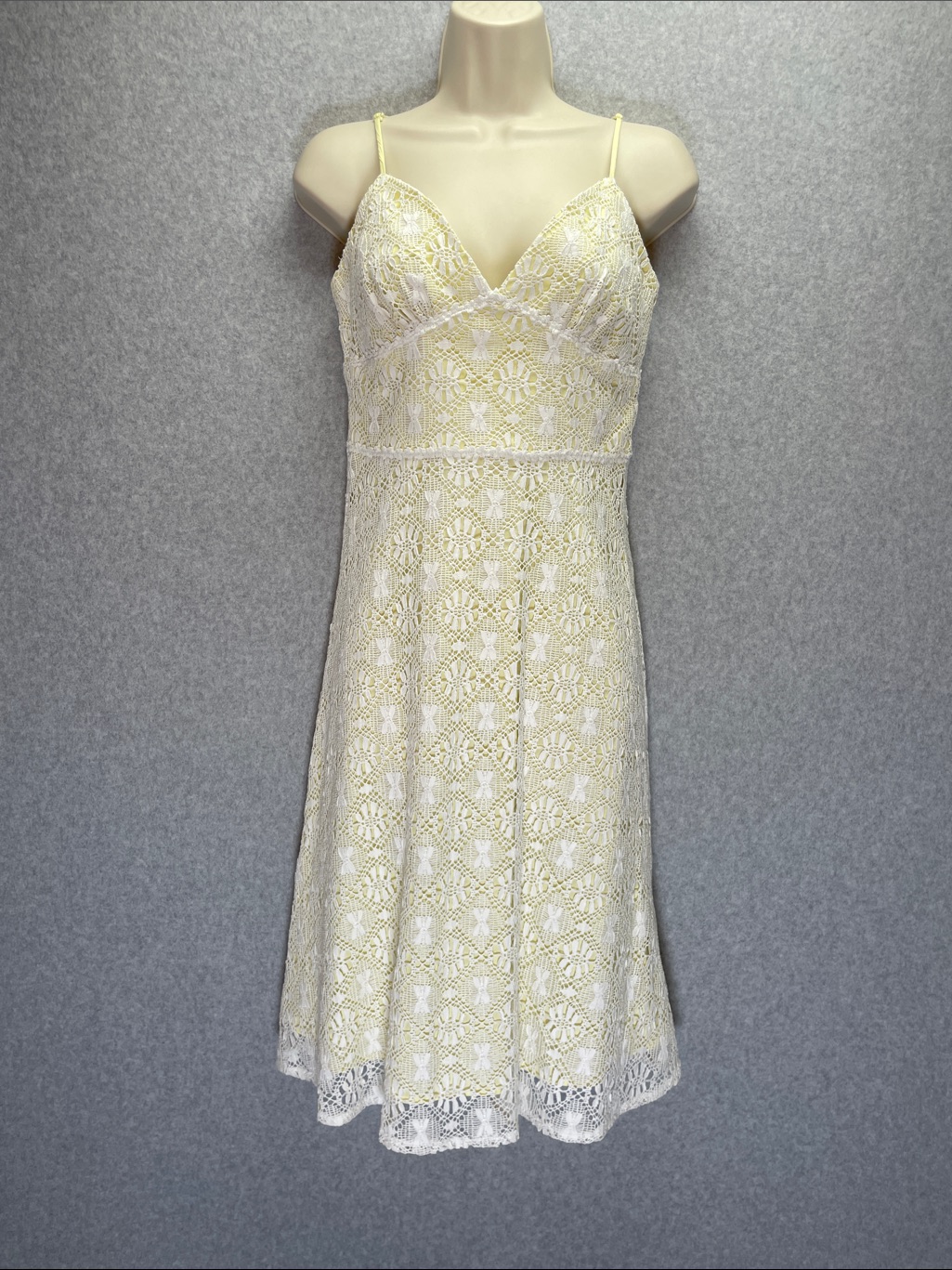 Molly New York Y2k Babydoll Lace Romantic Cottagecore Dress White/Yellow